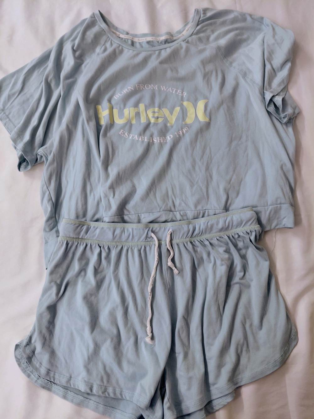 Hurley Women's Light Blue Lounge Tee & Shorts Set